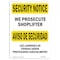 Signmission OSHA Security Sign, 10" Height, 14" Width, We Prosecute Shoplifters Bilingual, Landscape OS-SN-D-1014-L-11680 - alternate 1